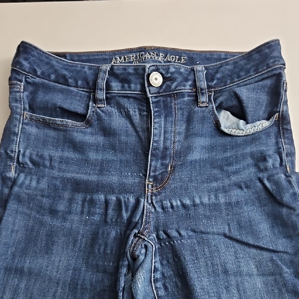 American Eagle Outfitters High Rise Dark Blue Jeans Jeggings Super Super Stretch